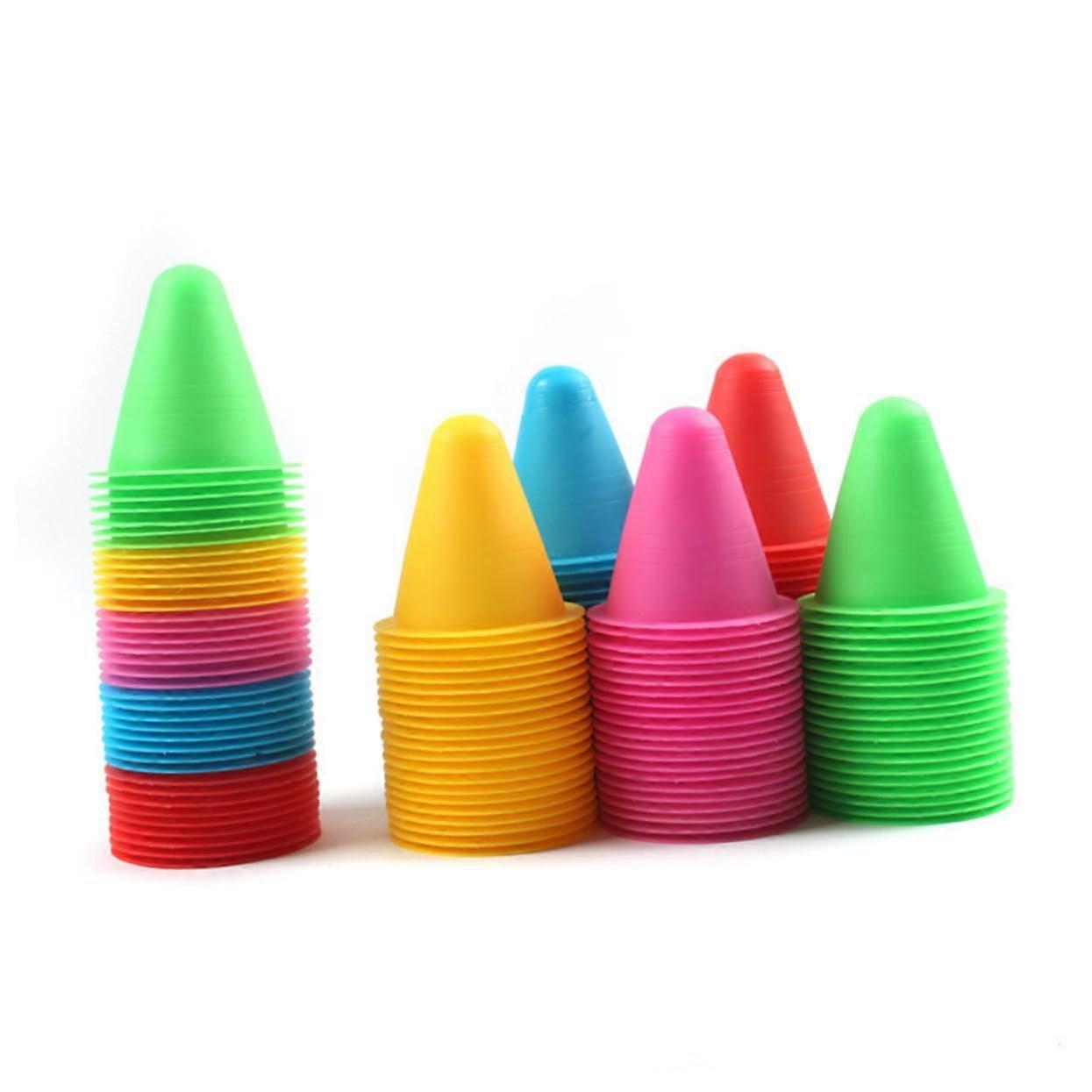 50pcs Roller Skating Cones for Agility Training, Windproof Plastic Colorful Skill Cones for Practice and Boundary Setting