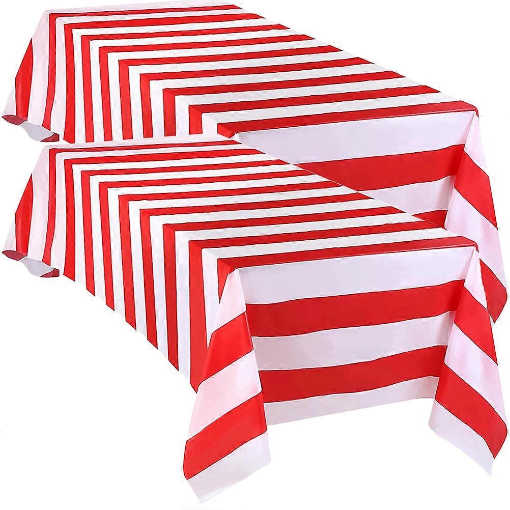 Rectangle Striped Tablecloth for Holiday Waterproof Table Covers 6Pcs