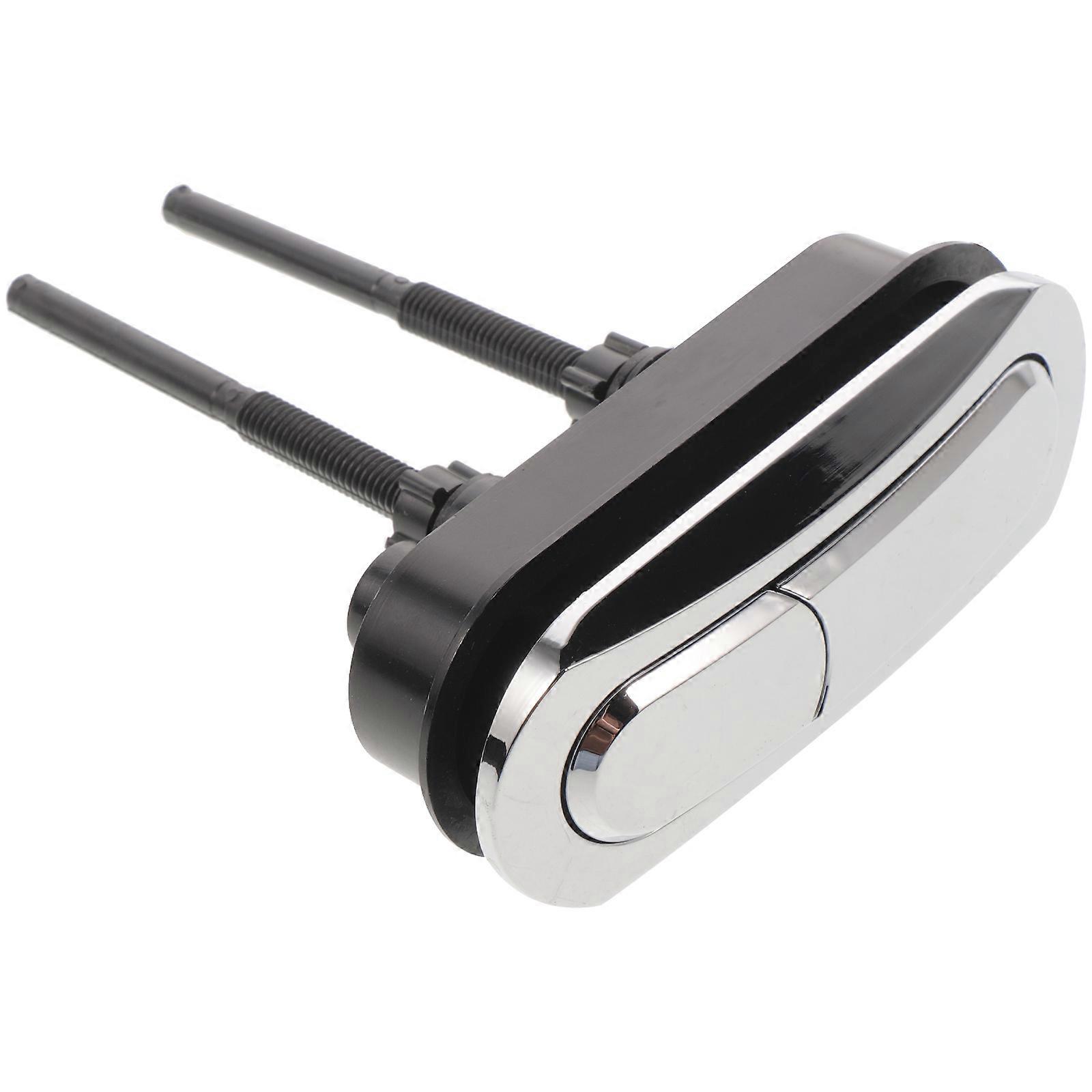 Toilet Push Button Replacement Dual Flush Toilet Button Bathroom Use Silver Oval Shape 1Pcs