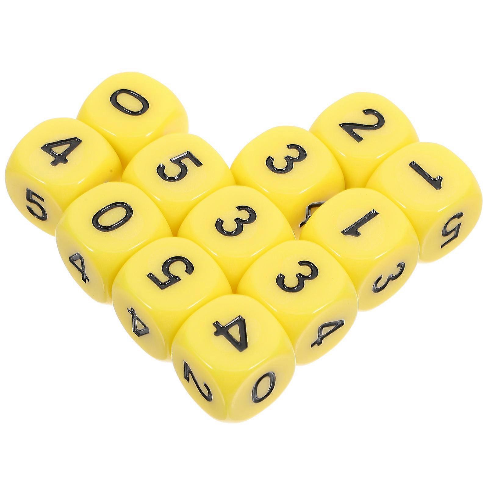 Yellow Digital Number for Math Learning 12Pcs Acrylic Game Accessory