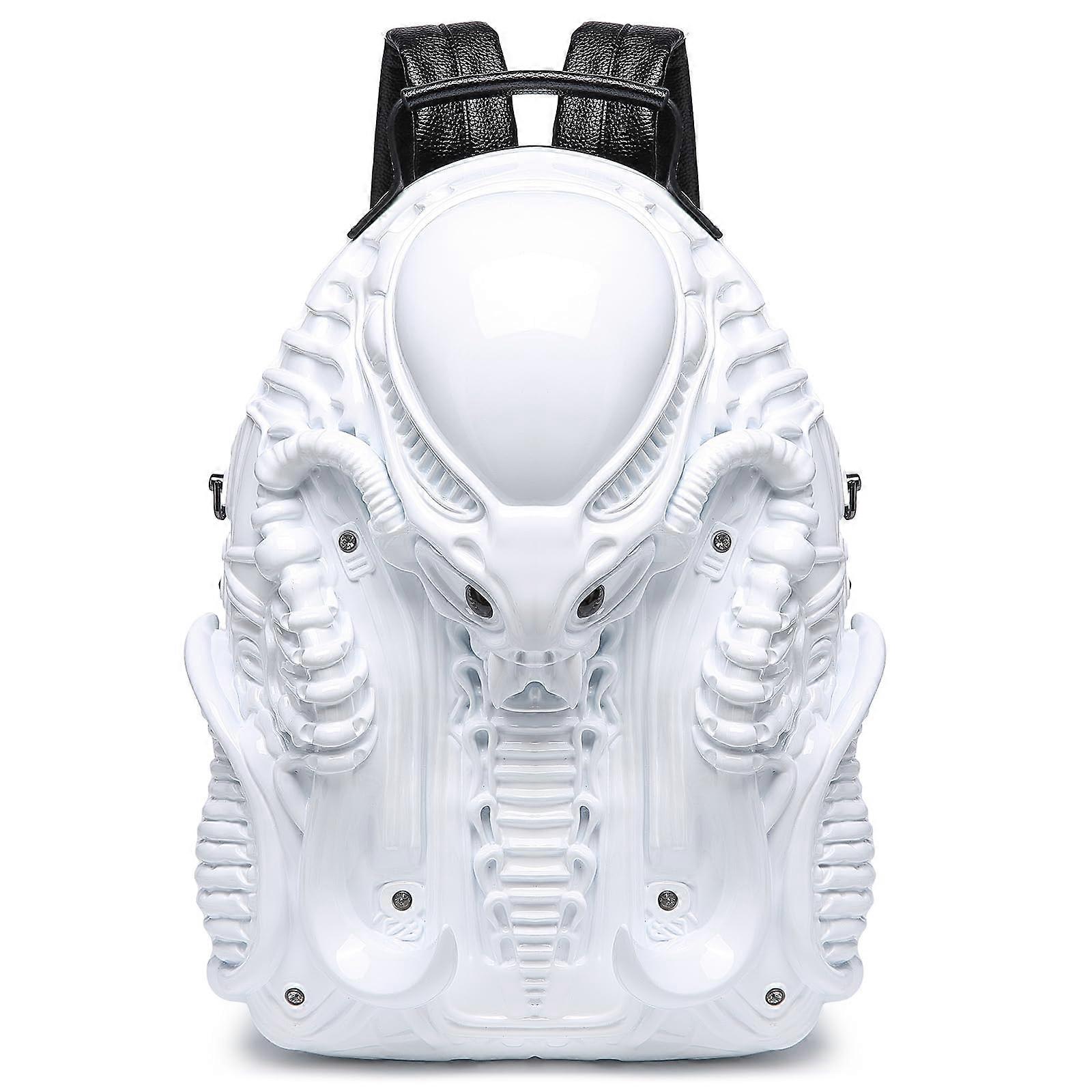 3D Xenomorph Alien Backpack White PVC Large Capacity Creative Design with Comfortable Straps