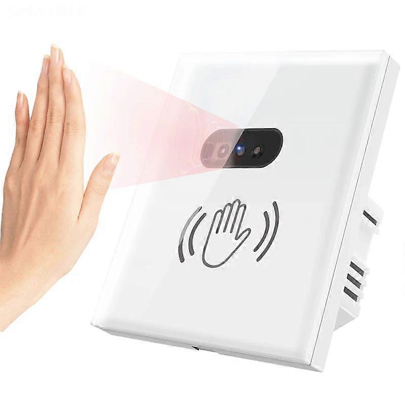 Smart Wall Light Switch Hand Sweep Sensor Infrared Sensor Switch Glass Display Panel Neutral Wire10A No Touch Needed