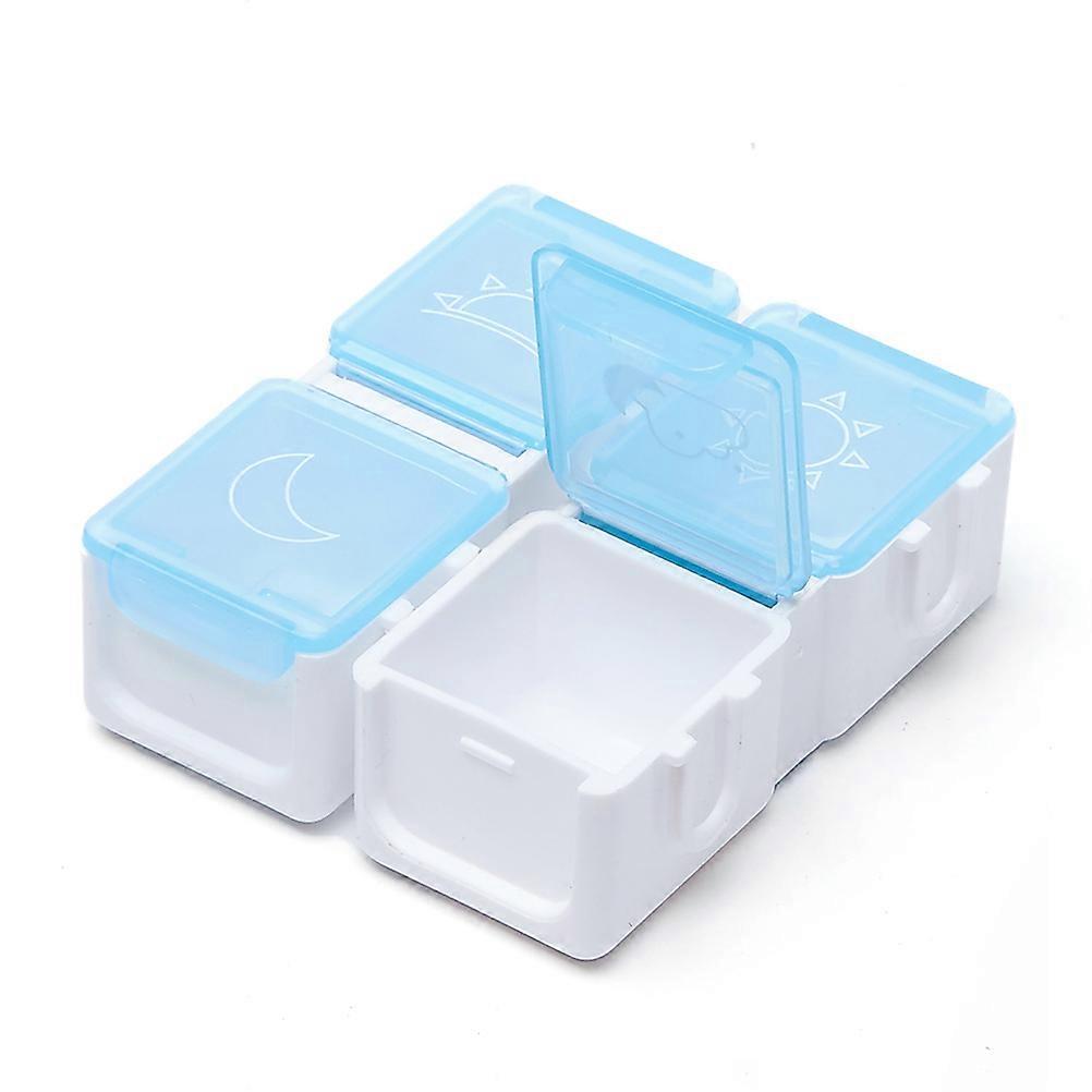 Blaue, tragbare Pillendose mit 4 Fächern, 1 Stück