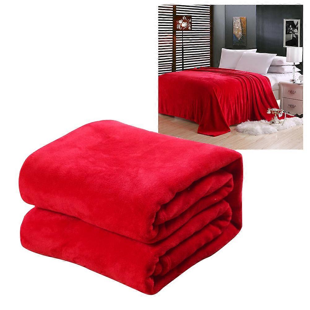 Blanket Couch Solid Color Bed Blanket for Warming Use 2Pcs
