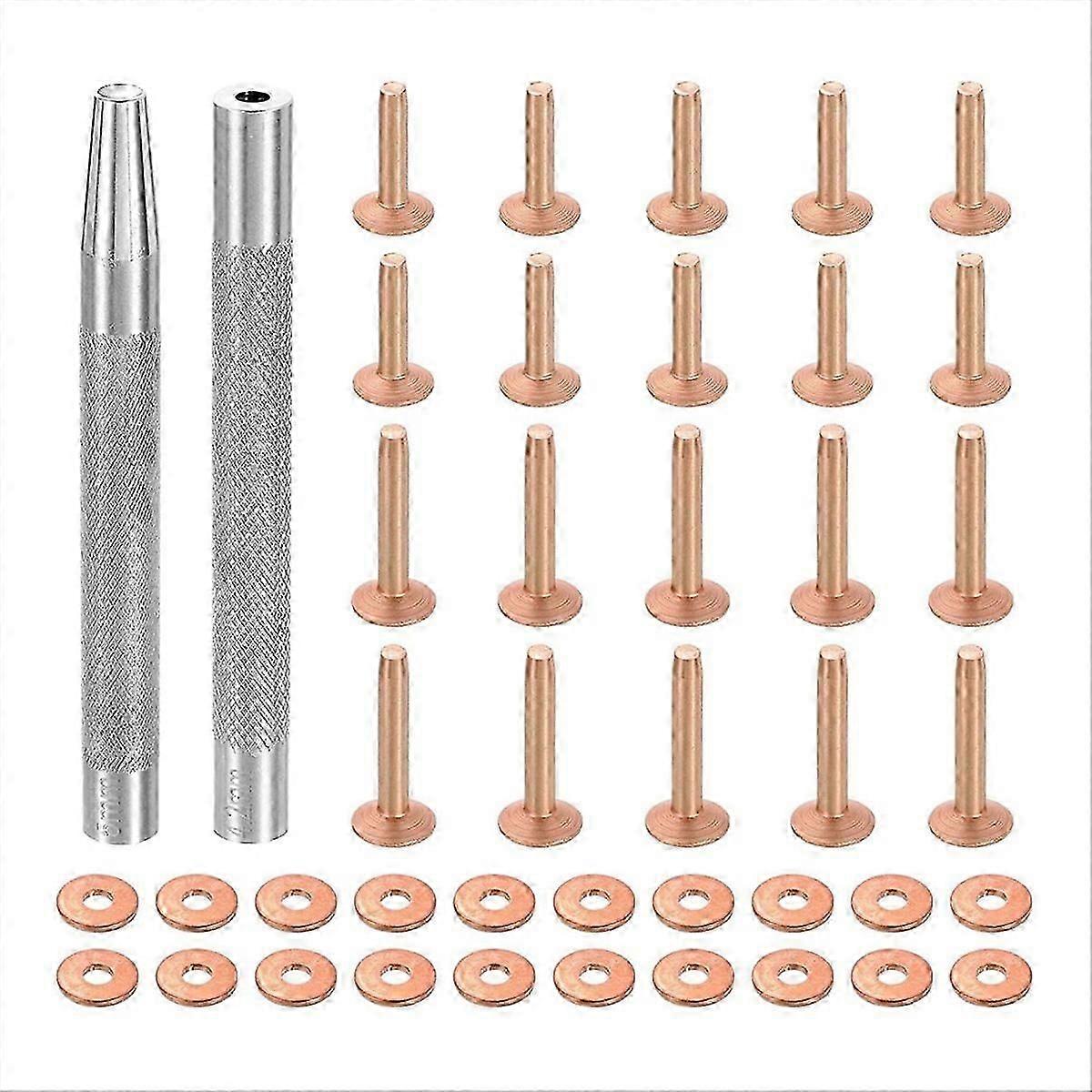 20Set Copper Rivets and Burrs, Solid Leather Copper Rivet Fastener