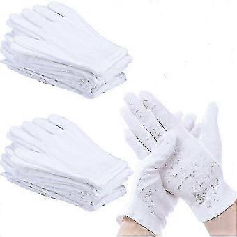 12 Pairs Of White Cotton Gloves For Inspecting Jewelry