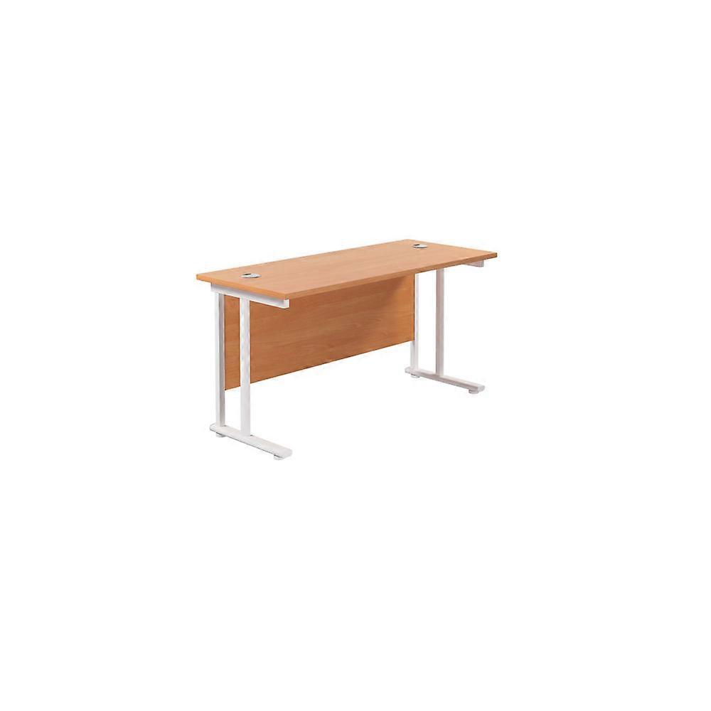 Jemini Rectangular Cantilever Desk 1400x600x730mm Beech/White KF806387