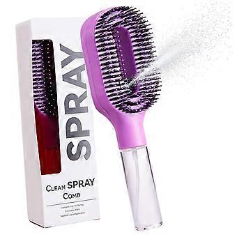 Sprayer Comb Hair Brush With Fine Mist Function For Smooth Tangling Proof Hair Care And Styling  Purple