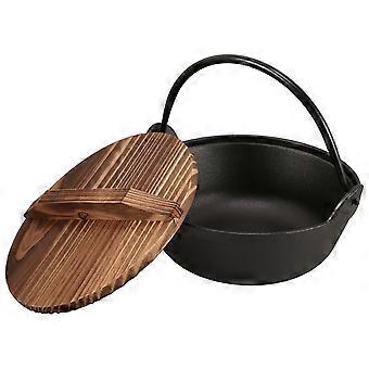 Ensemble de 1 cocotte en fonte avec couvercle, idéale pour la cuisine en extérieur.