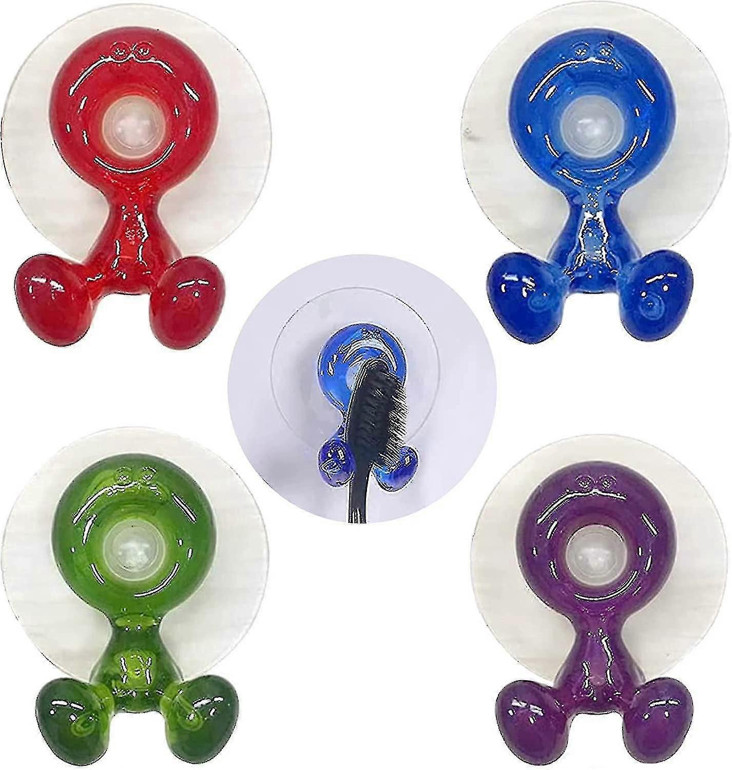 4 Pcs Wall Mounted Toothbrush Holder Wall Mounted With Suction Cup