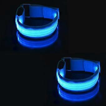 2PCS Wiederaufladbares LED-Armband Fluoreszierendes Armband Reflektierende Armbänder für Gehlichter zum Laufen bei Nacht - Blau
