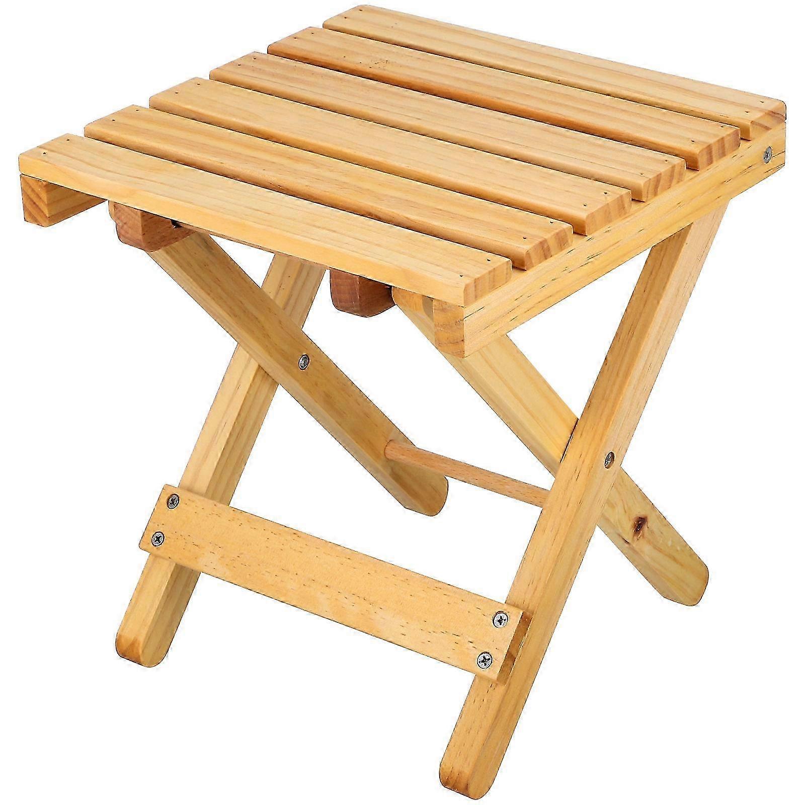 Wood Small Square Folding Side Table Portable Beach Table Wine Table Stool