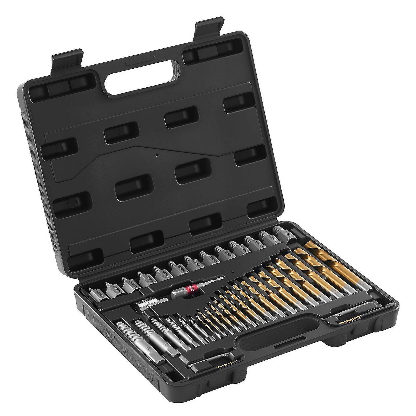 Screw Extractor Set with Drill Bits, 41 Pieces, Easy Out Bolt Extractors and Drill Bits, with Adapters, Solid Storage Case