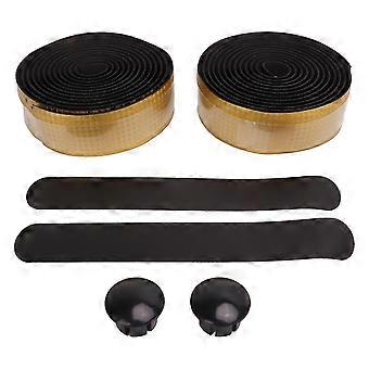Cinta de manillar de bicicleta Manillar de bicicleta suave Patrón de fibra de carbono Absorción de impactos Correa antideslizante Degradado dorado