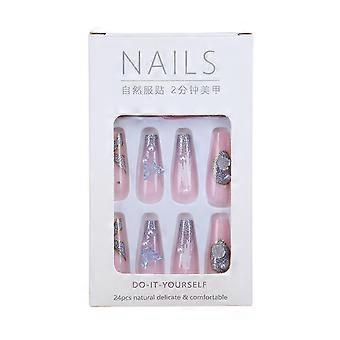 Butterfly Flower False Nails Attractive Reusable False Nails For Daily Everyday Wearing