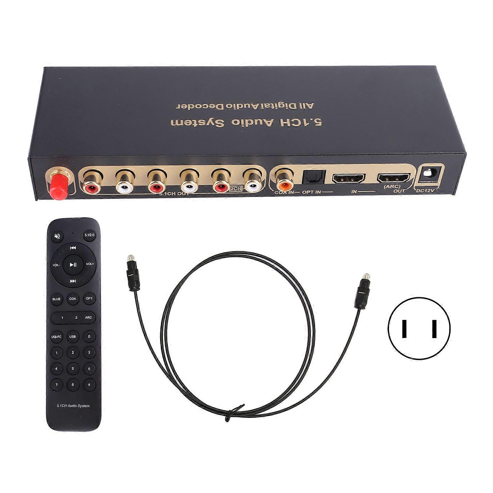 HD Multimedia Interface 5.1CH Sound Decoder HD Multimedia Interface Digital Sound Extractor Converter 100?240V US Plug