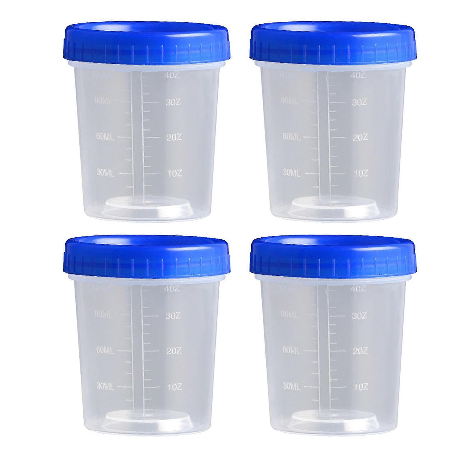 Salad Dressing Cup 4 Pcs, Threaded Lid Clear Scale Measuring Container
