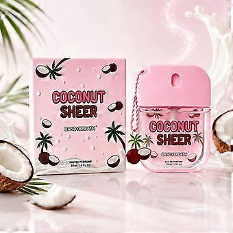 Spray corpo portatile al profumo di cocco per donna, 30 ml, nebbiolina rinfrescante a lunga durata per corpo e capelli, mini flacone con grazioso ciondolo a forma di cocco, ideale per le vacanze.