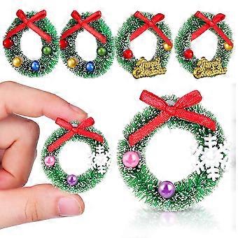 Kerstkrans miniatuur decoraties voor poppenhuis, 6 stuks