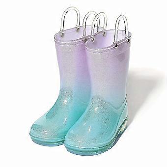 Kids Lightweight Rubber Rain Boots with Dual Handles for Outdoor Beach