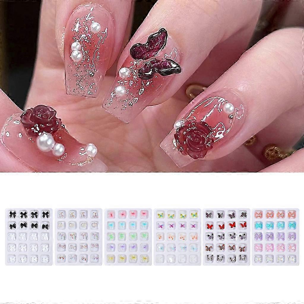 20Pcs Assorted Bow Resin Nail Gems