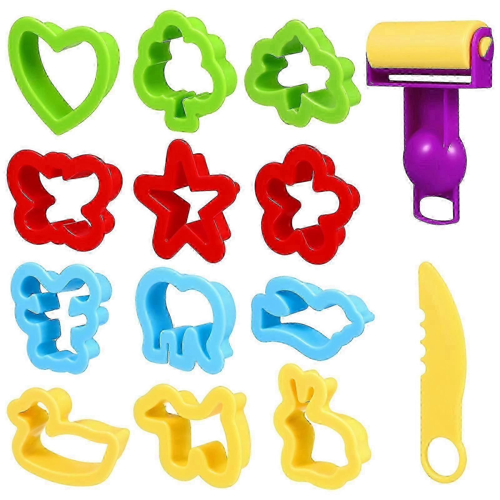 Children's DIY cookie cutter set with clay modeling tool and roller