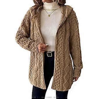 Cozy Double-Sided Fleece Hooded Cardigan, Mid-Length Casual Fall Winter Outerwear