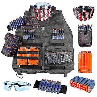 Kids Tactical Vest Set with Mask Glasses Wristband Outdoor Role Play Kit-SSZFV