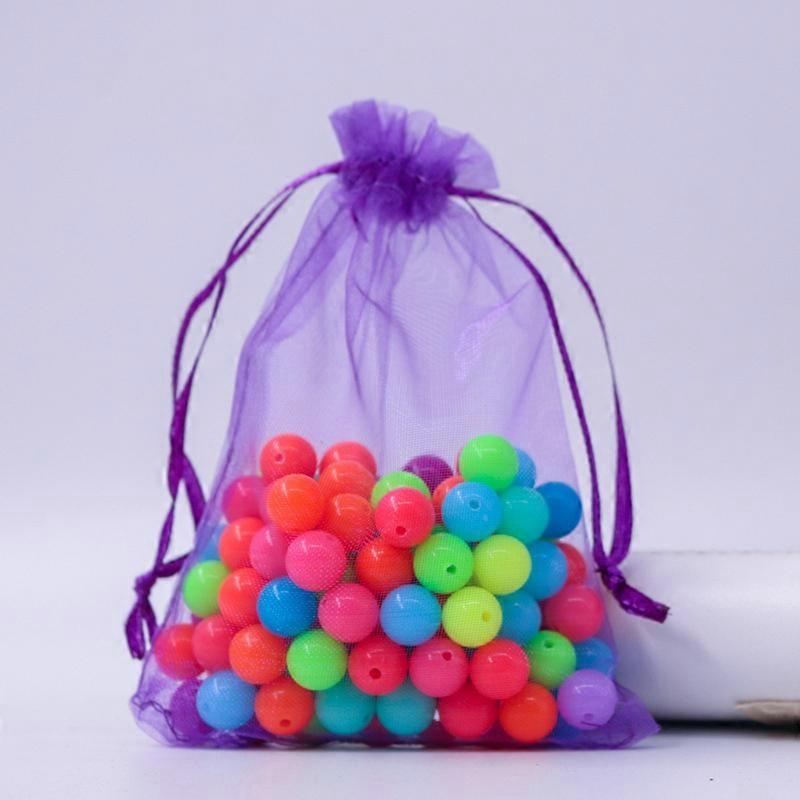 Rectangle Organza Drawstring Bags Dark Violet 12x9cm