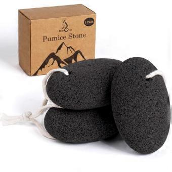 Natural Pumice Foot Scrub Set - Three-piece oval volcanic stone foot scrub set to remove calluses, corns, cracked heels, and dead skin. Dimensions: 4 