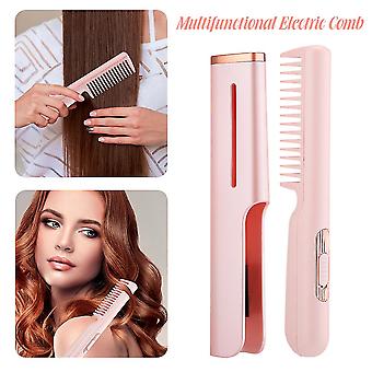 2-in-1 Hair Straightening Brush Comb Curling Hair Comb Hot Smoothin...