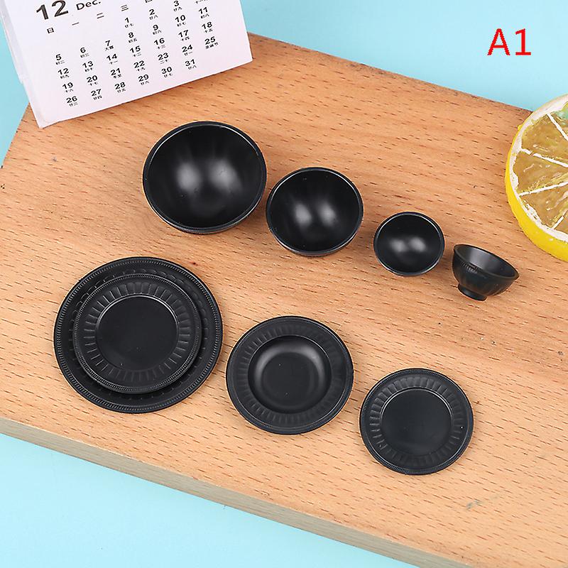1set 1:6/1:12 Dollhouse Miniature Simulation Plate Bowl Model Diy Accessories
