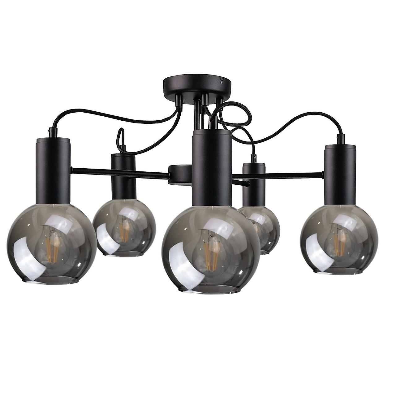 Liv Multi Arm Semi Flush Ceiling Light Black, 60cm, 5x E27