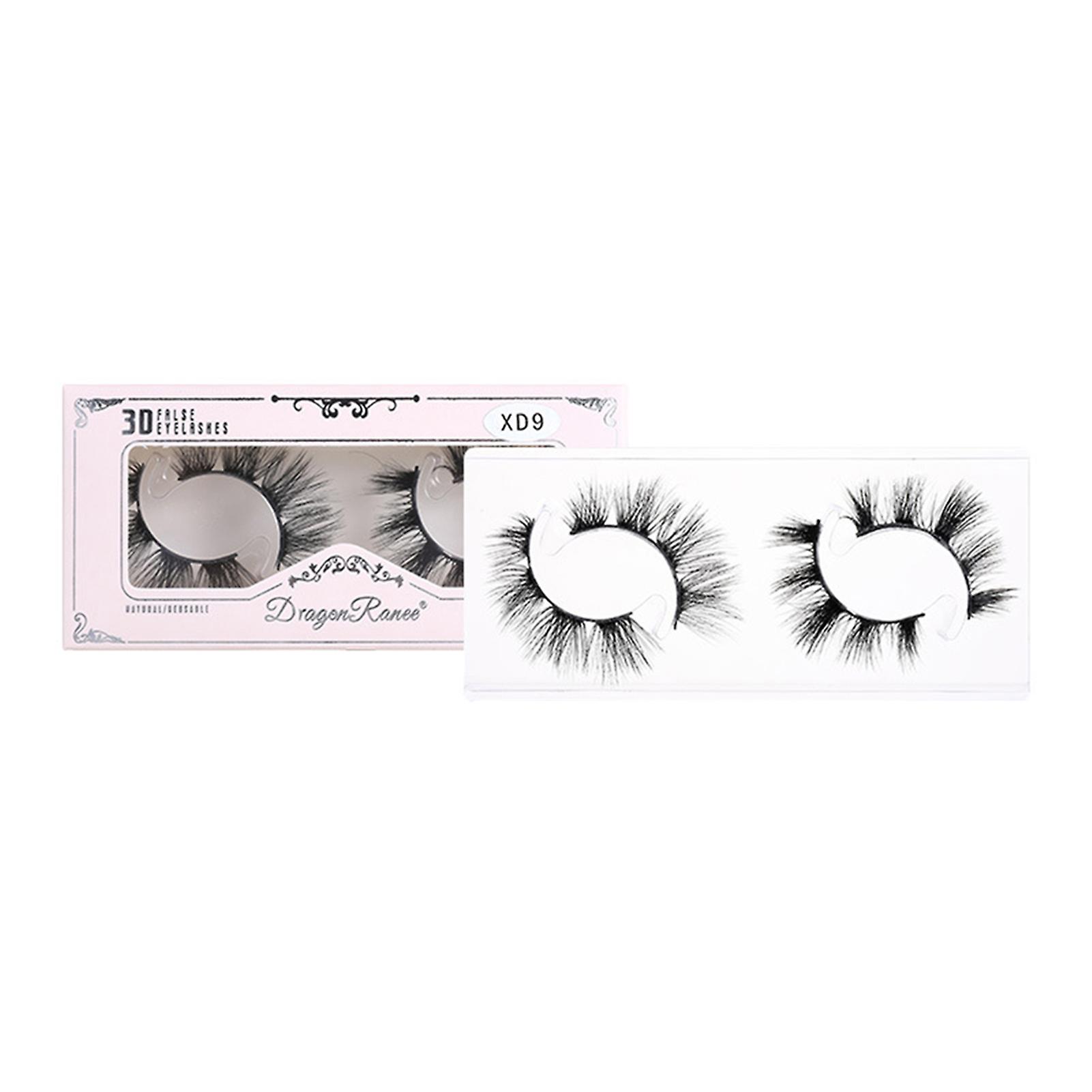 2 Pairs False Eyelashes Multilayered Bushy Curling Up Lashes