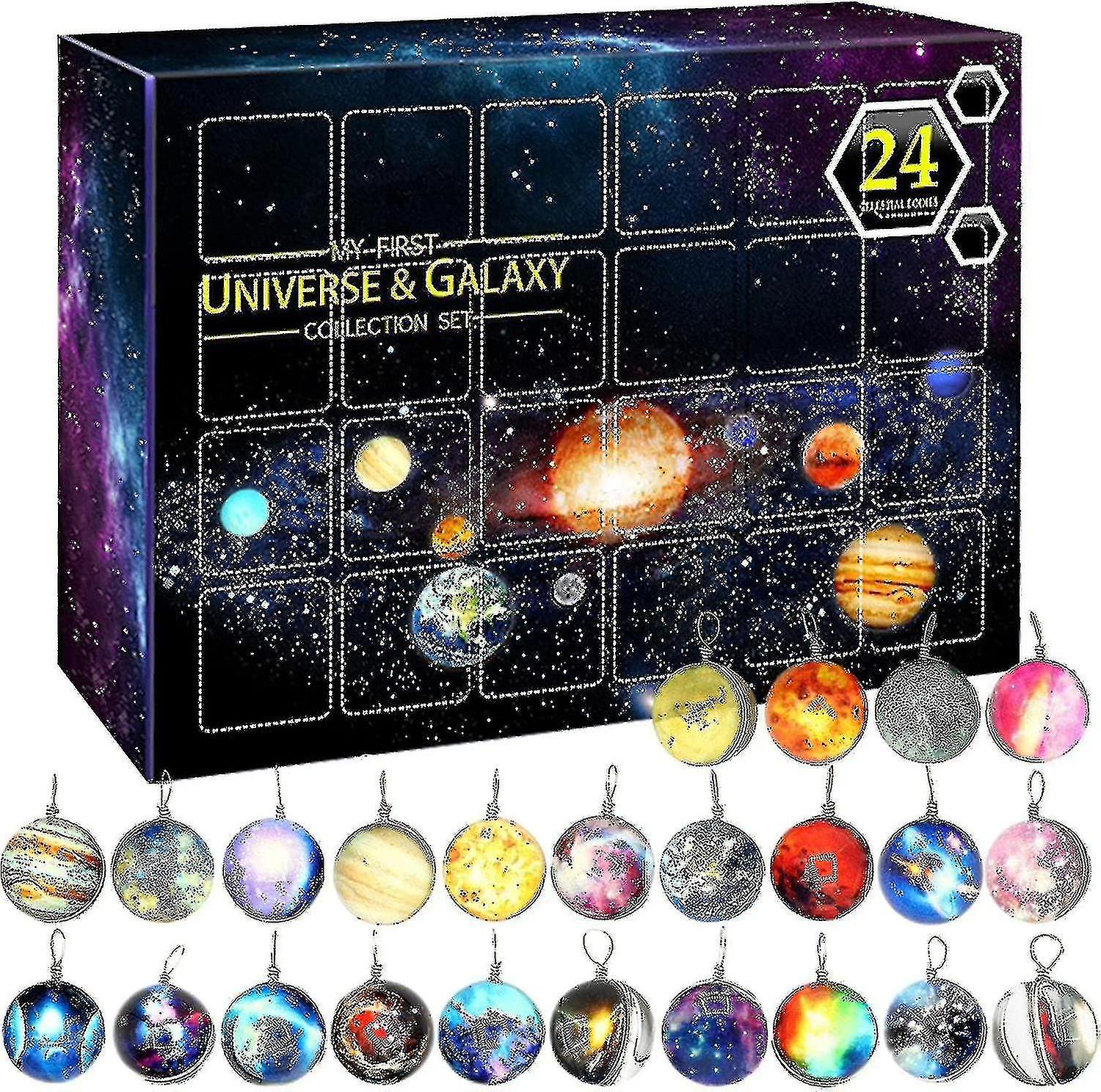 Universe Galaxy Advent Calendar 2022 Christmas Advent Calendars, Cosmic Planet Gemstones Surprise Gifts Box, 24 Days Christmas Countdown Calendar Toy 