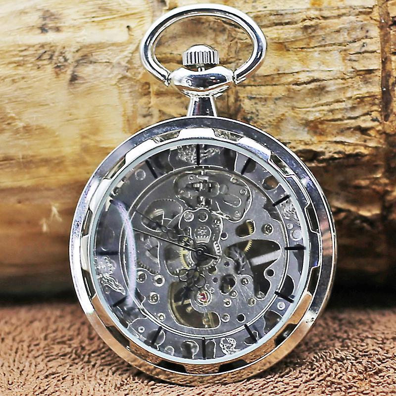 Men's Quartz Pocket Watch with Black Dial and Chain