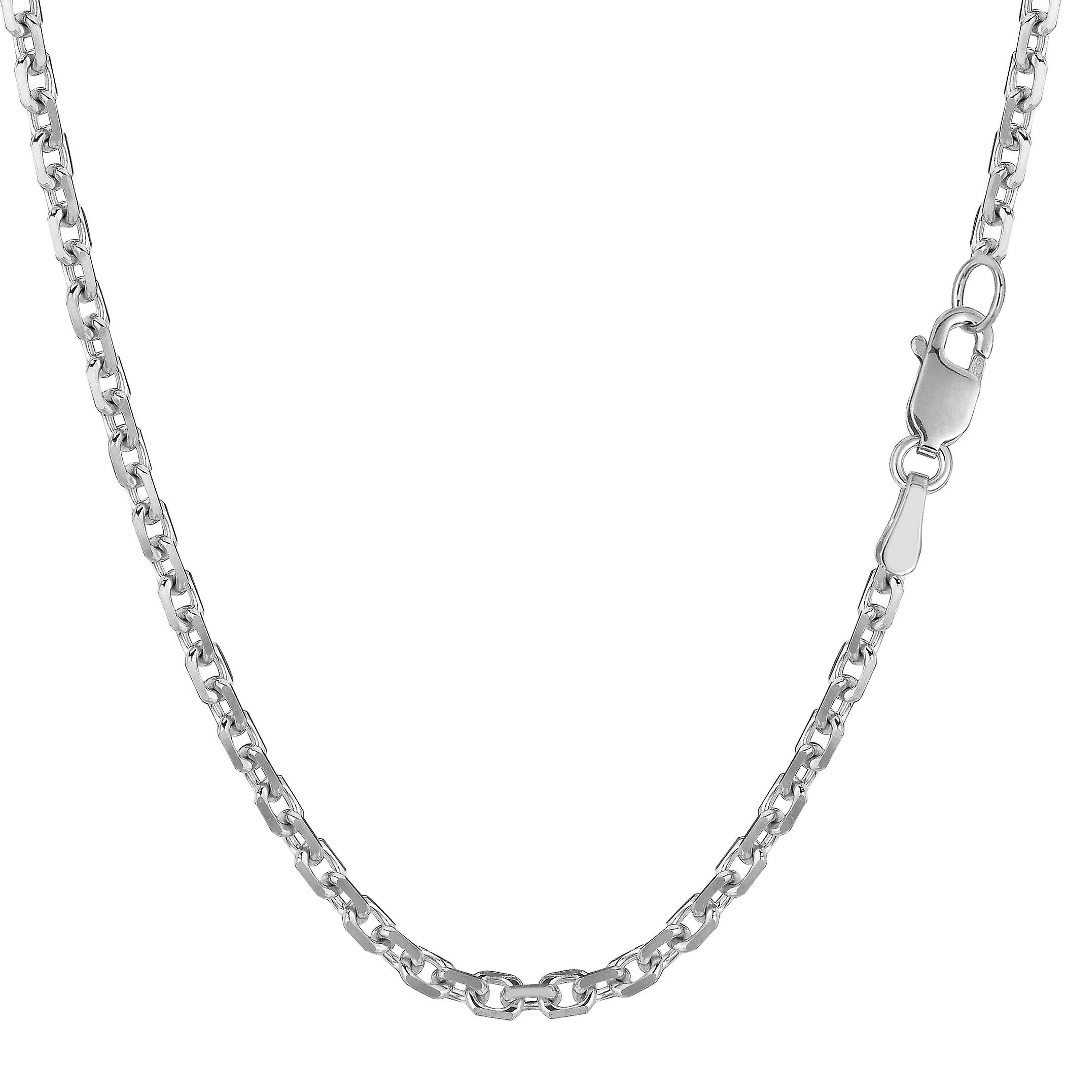 14 k ホワイトゴールド ケーブル リンク チェーン ネックレス、3.1 mm