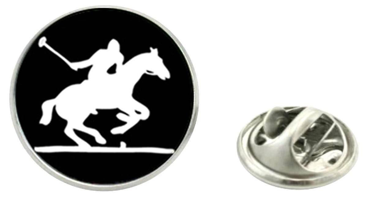 Bassin and Brown Polo Player Jacket Lapel Pin - Black/White