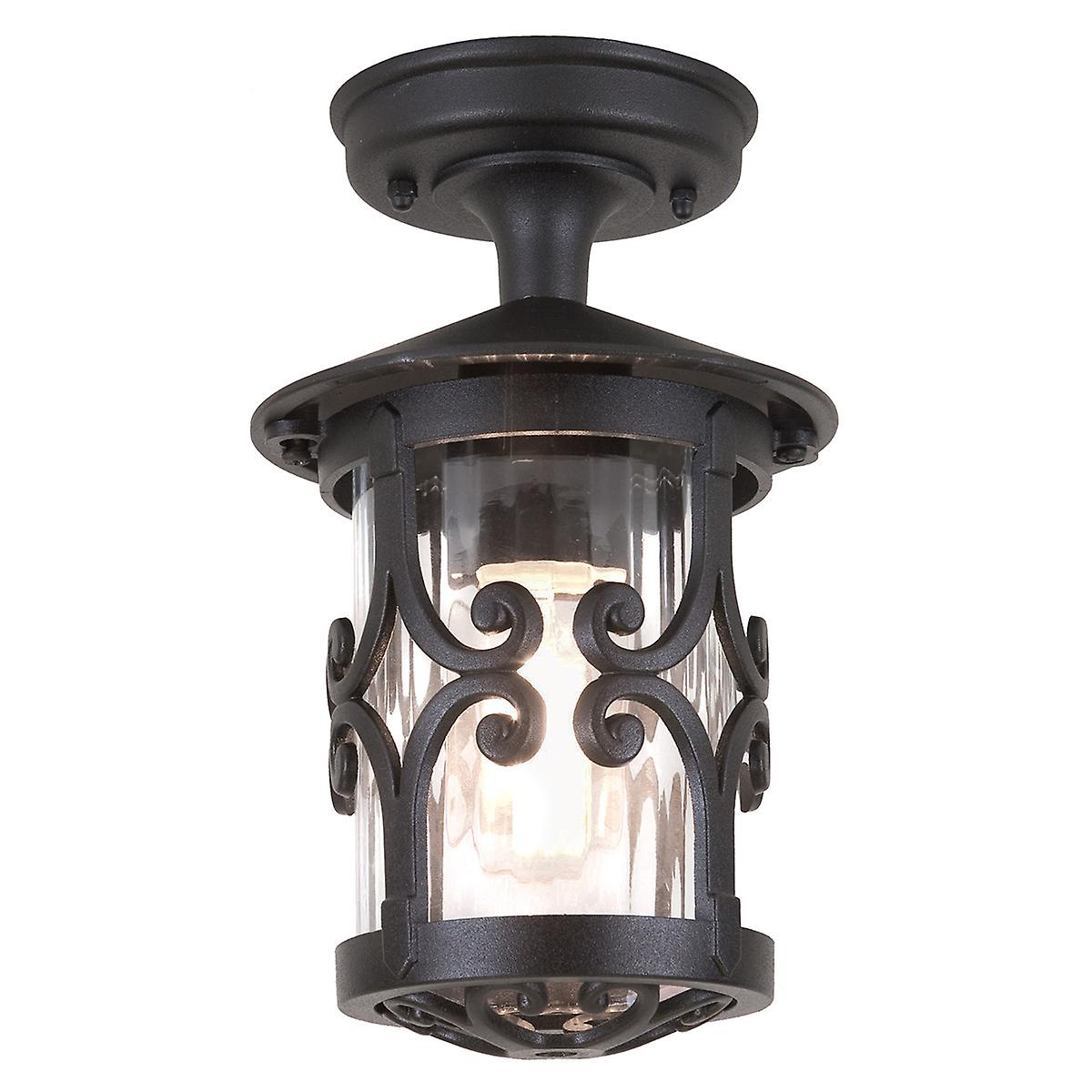 Elstead Hereford - 1 Light Outdoor Ceiling Lantern Black, E27