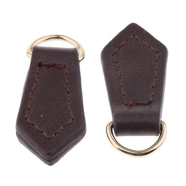 3x2x Real Leather Zipper Pull Tabs Tags Zip Puller Replacement Handbag Repair Coffee