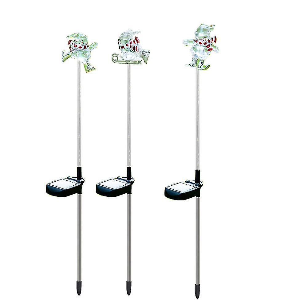 3pcs Solar Snowman Shape Ground Inserted Lamp Outdoor Color-changing Lights