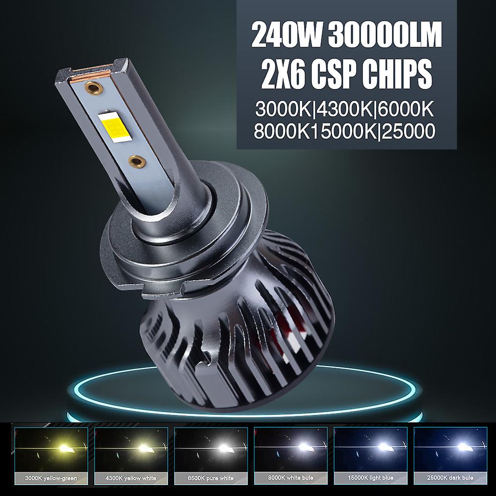 2pcs Super Brightcarshark Turbo H7 Led Headlights Csp 2pcs H1 H4 H8 H9 H11 Bulbs Kits Hb3 Hb4 Hir2 Car Lamp 6000k 4300k 9005 9006 9012 Fog Lights