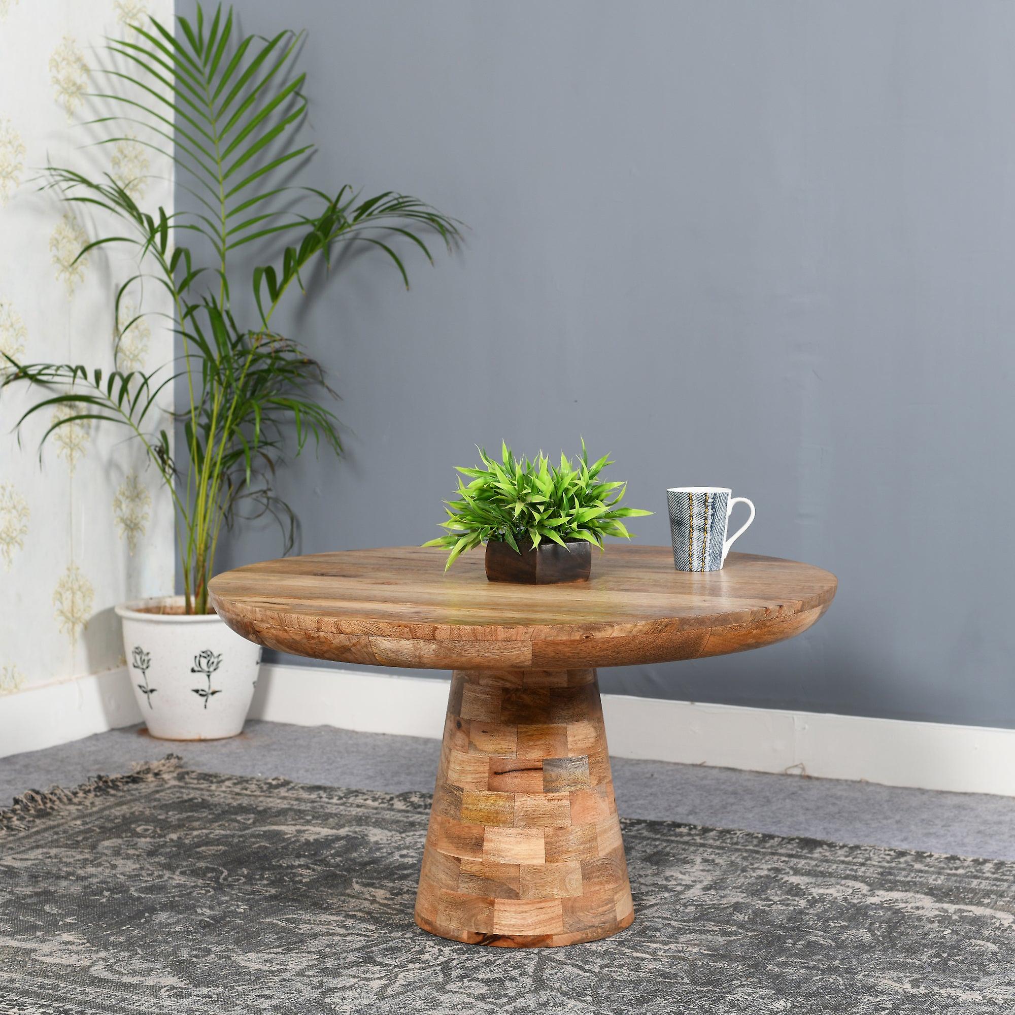 Micadoni Mango Wooden Round Coffee Table Mushroom Style