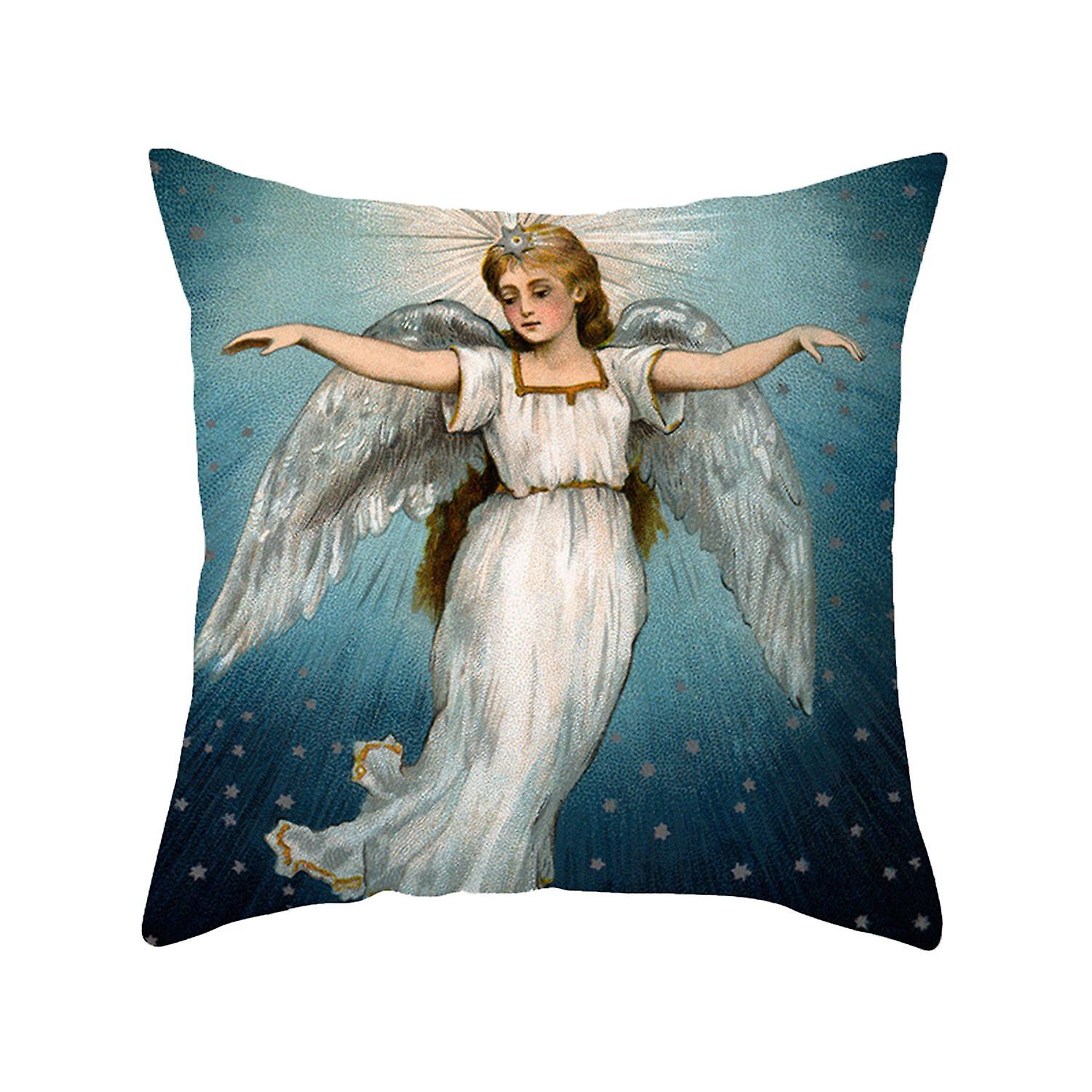 Angeli di Natale Federa Vintage Pittura A Olio Stile Poliestere Pesca Pelle Tiro Copricuscino Casa 