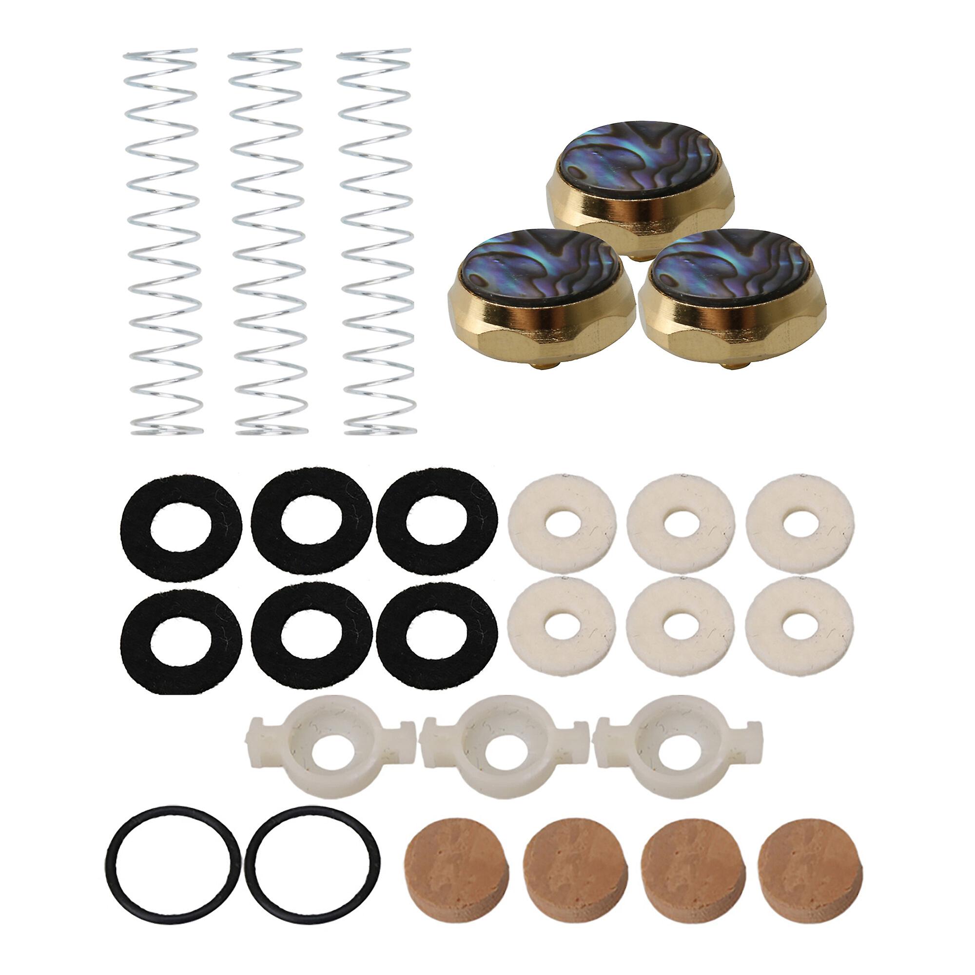 27 Pcs Trumpet Repair Valve with Finger Buttons Cork Pads Felt Gaskets