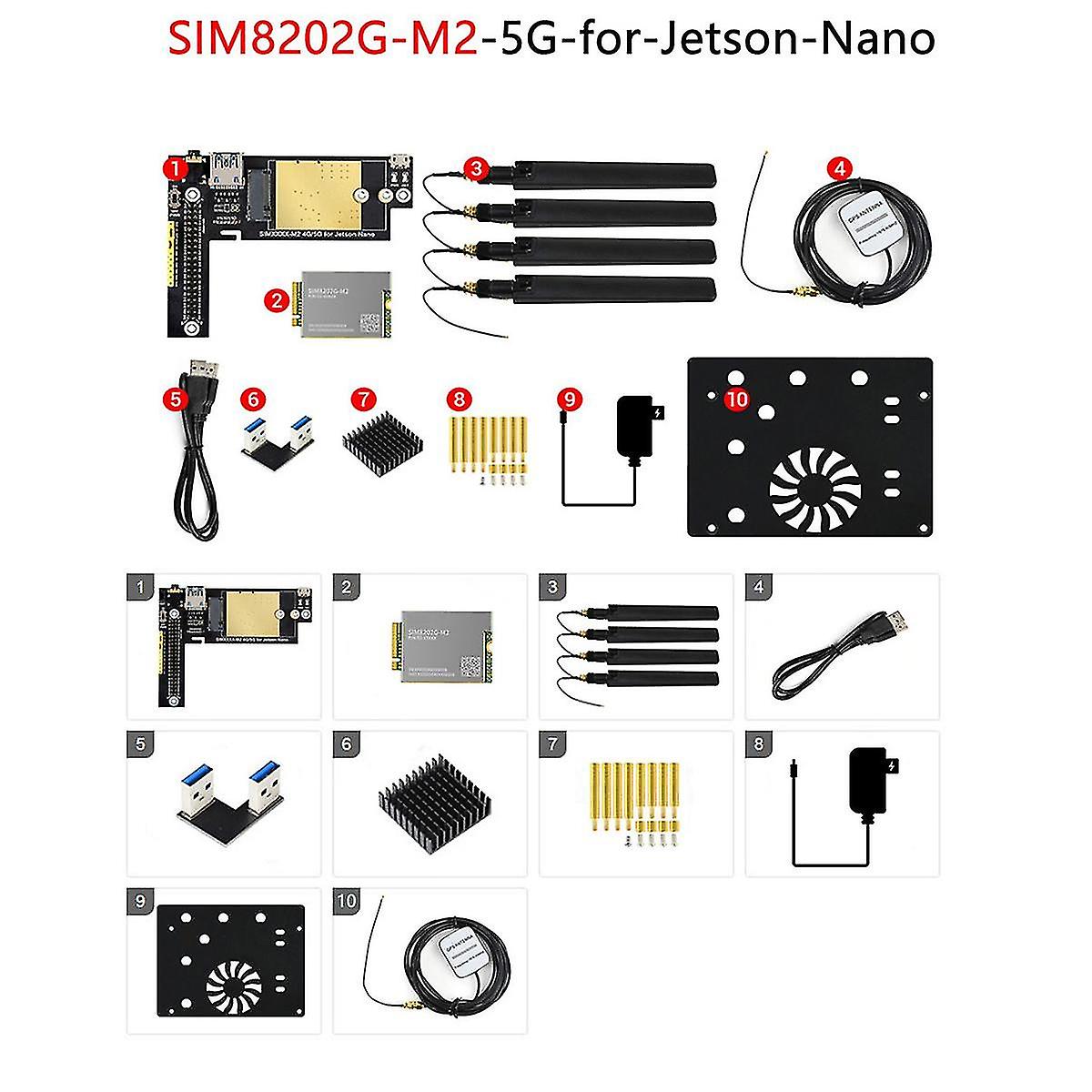 Sim8202g M2 5g Module For Nano 5g/4g/3g Expansion Board For Regions With 5g Sub-6g Signal Coverage Us Plug