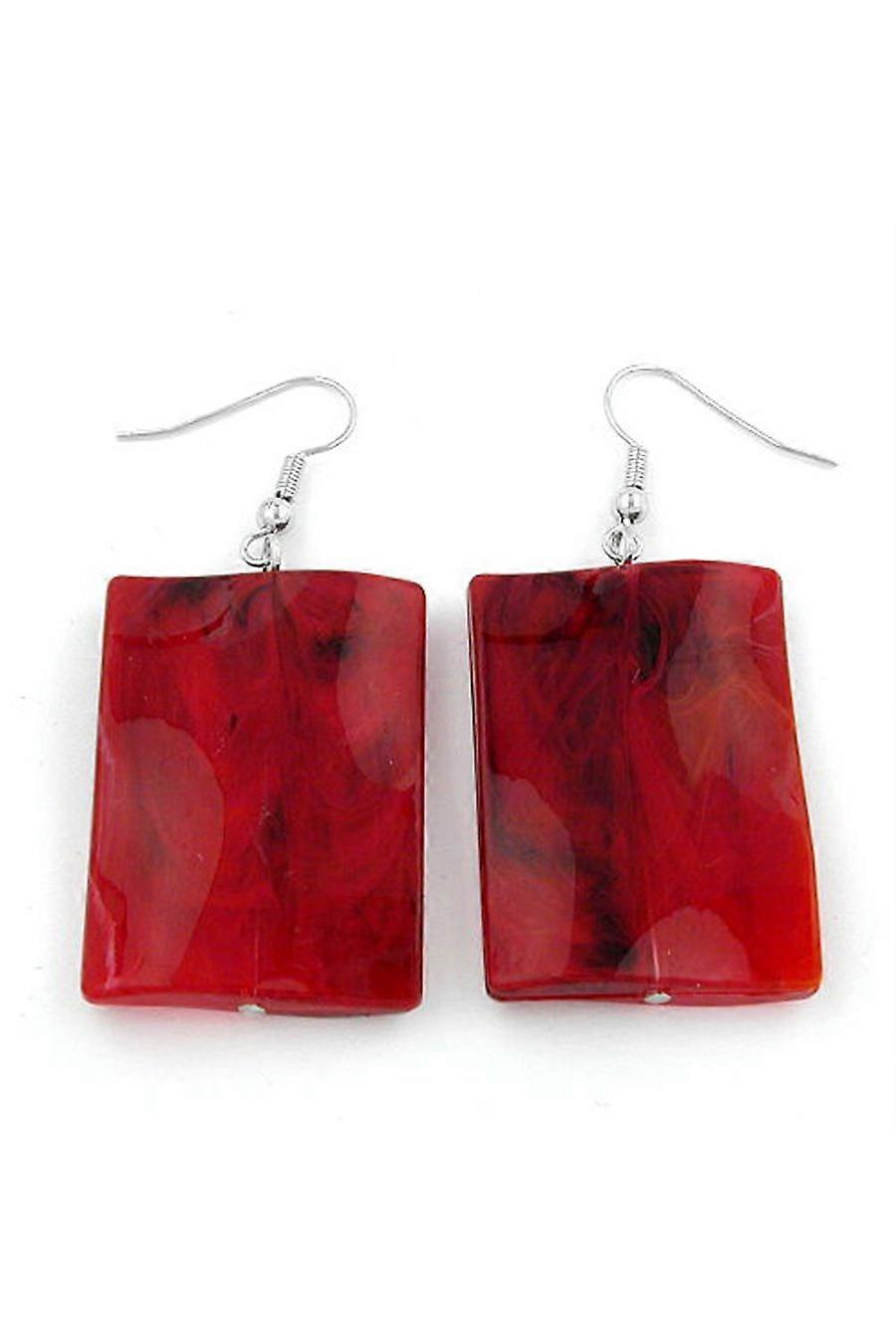 Hook Earrings Pillow Bead Red - Gl00687