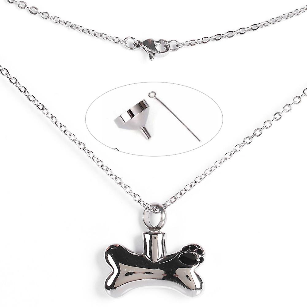 Collier urne commémoratif en forme d'os avec pendentif en forme de cendres d'animaux de compagnie