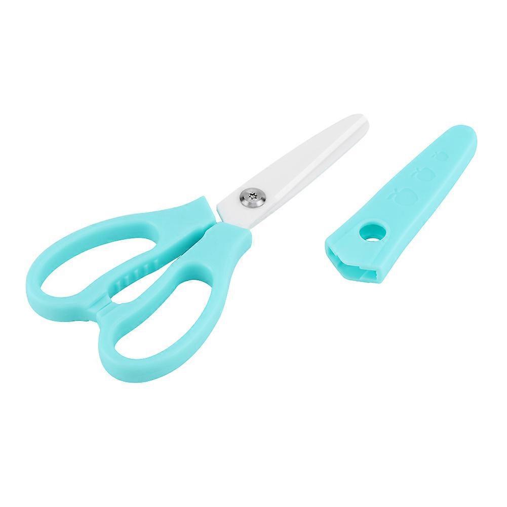 Portable Ceramic Food Vegetables Scissors Supplement Tool Multi-function for Baby(Blue)
