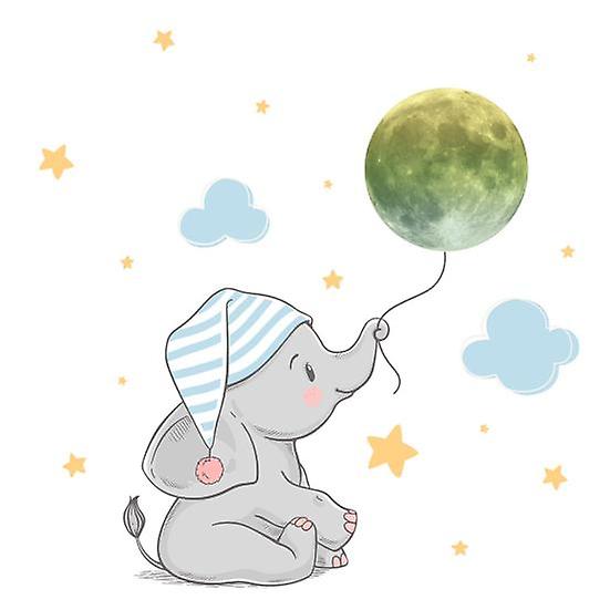 2Pcs/Set Wall Sticker Elephant Pattern Stylish PVC Wide Application Luminous